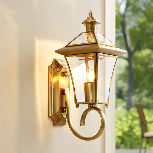 Olivara Retro Brass Outdoor Wall Lamp