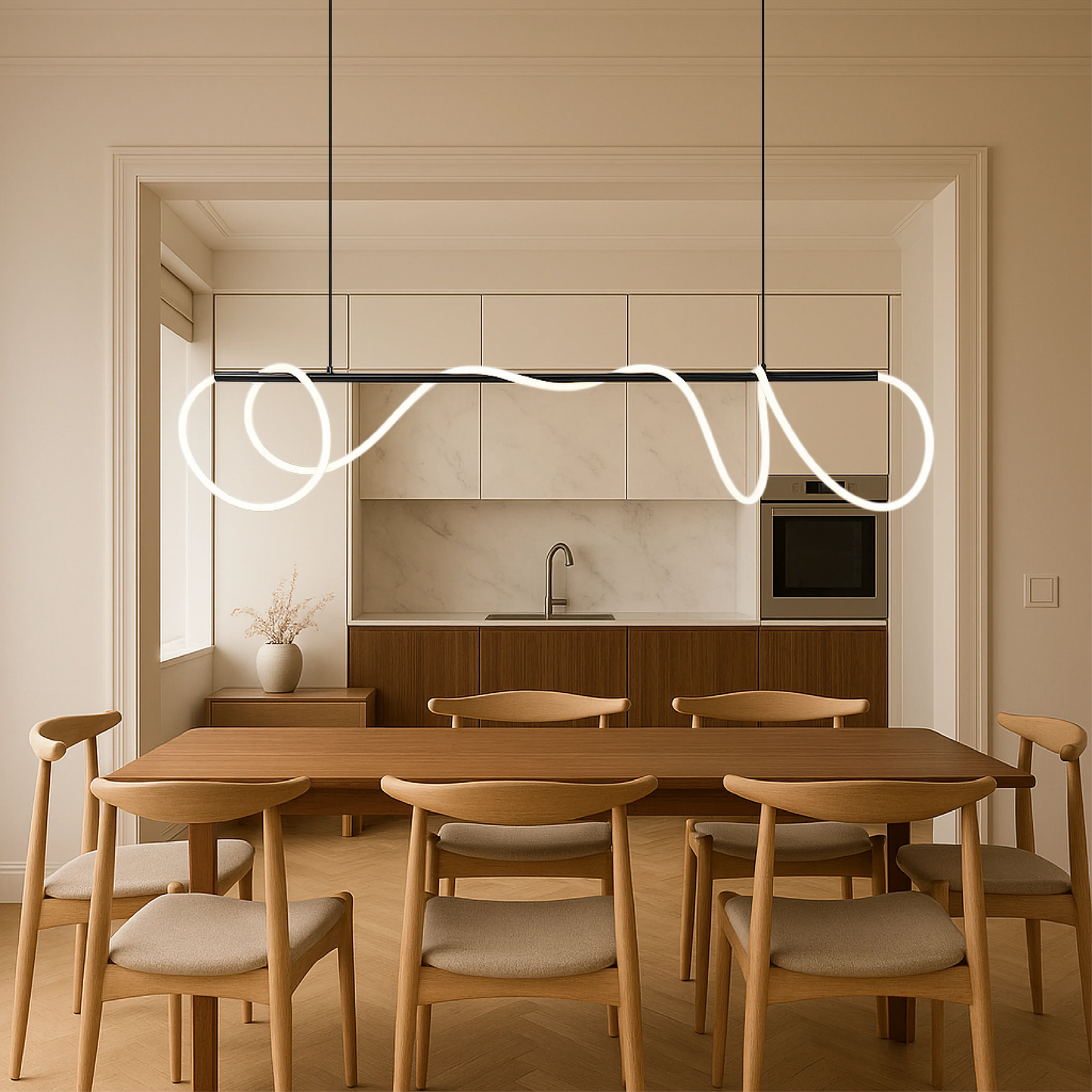 Delyra Linear Pendant Lamp for Above the Dining Table or Kitchen