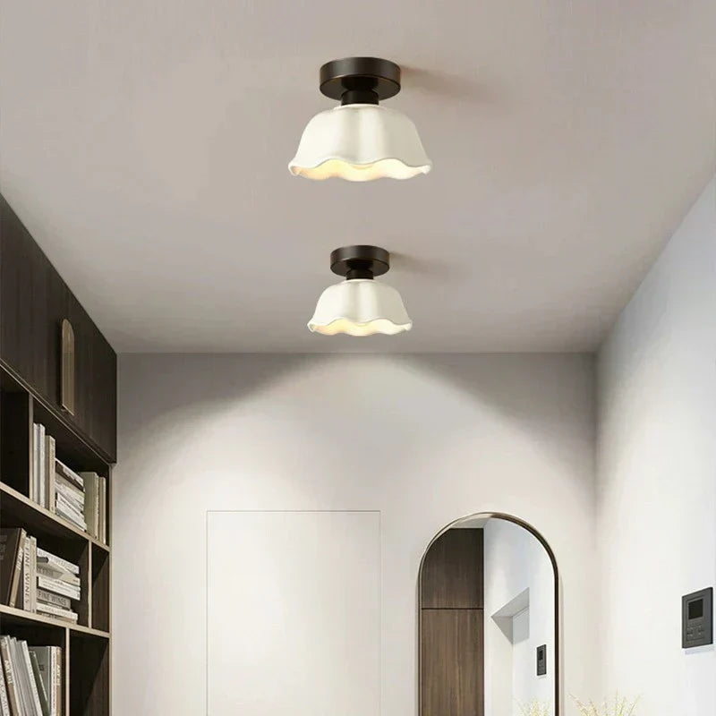 Calithea Glass and Ceramic Ceiling Lamp for Modern Living Spaces