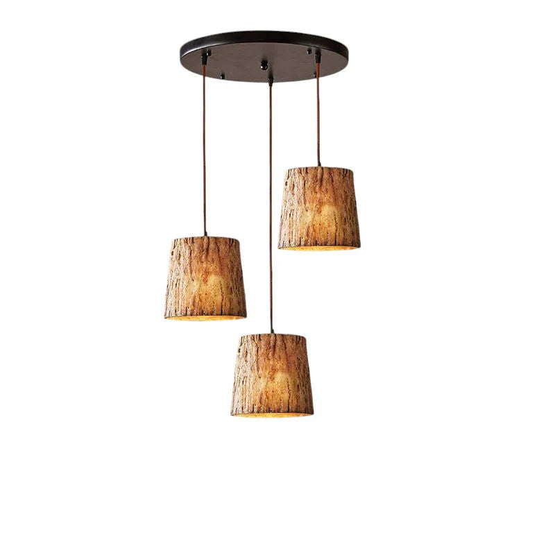 Solina Wooden Tree Trunk Pendant Lamp with Natural Look