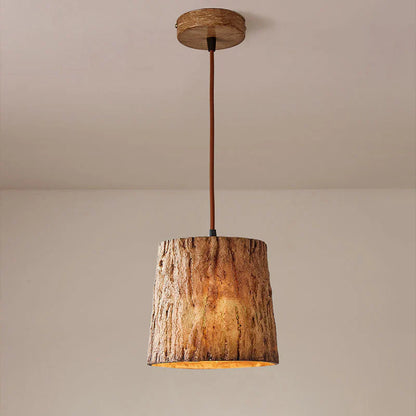 Solina Wooden Tree Trunk Pendant Lamp with Natural Look