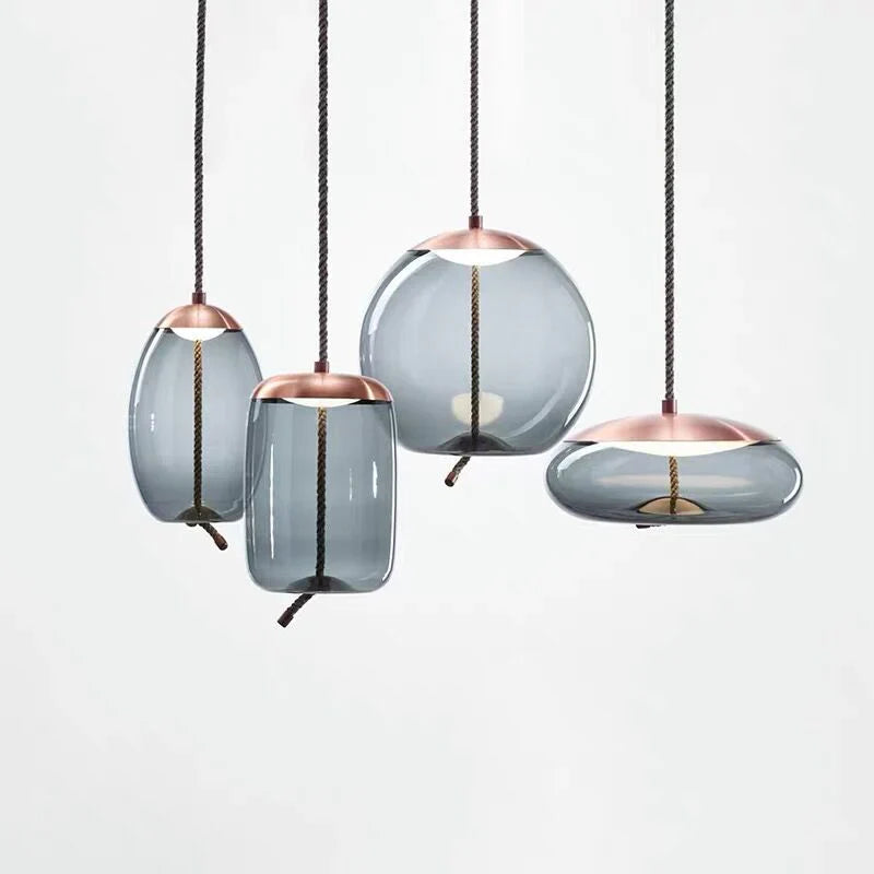 Isolara Rose Gold Pendant Lamp with Rope Accent