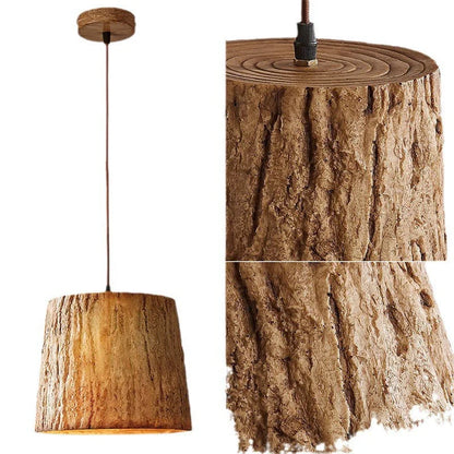 Solina Wooden Tree Trunk Pendant Lamp with Natural Look