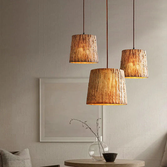 Solina Wooden Tree Trunk Pendant Lamp with Natural Look