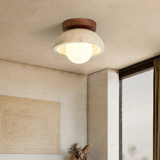 Orielle Boho Travertine Natural Stone LED Wall Lamp
