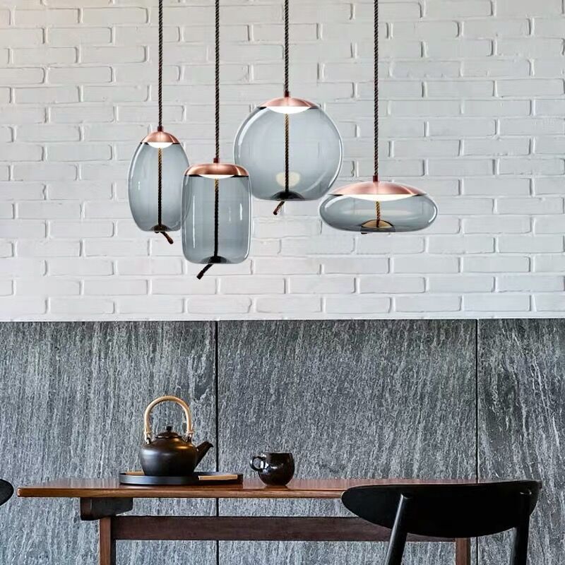 Isolara Rose Gold Pendant Lamp with Rope Accent