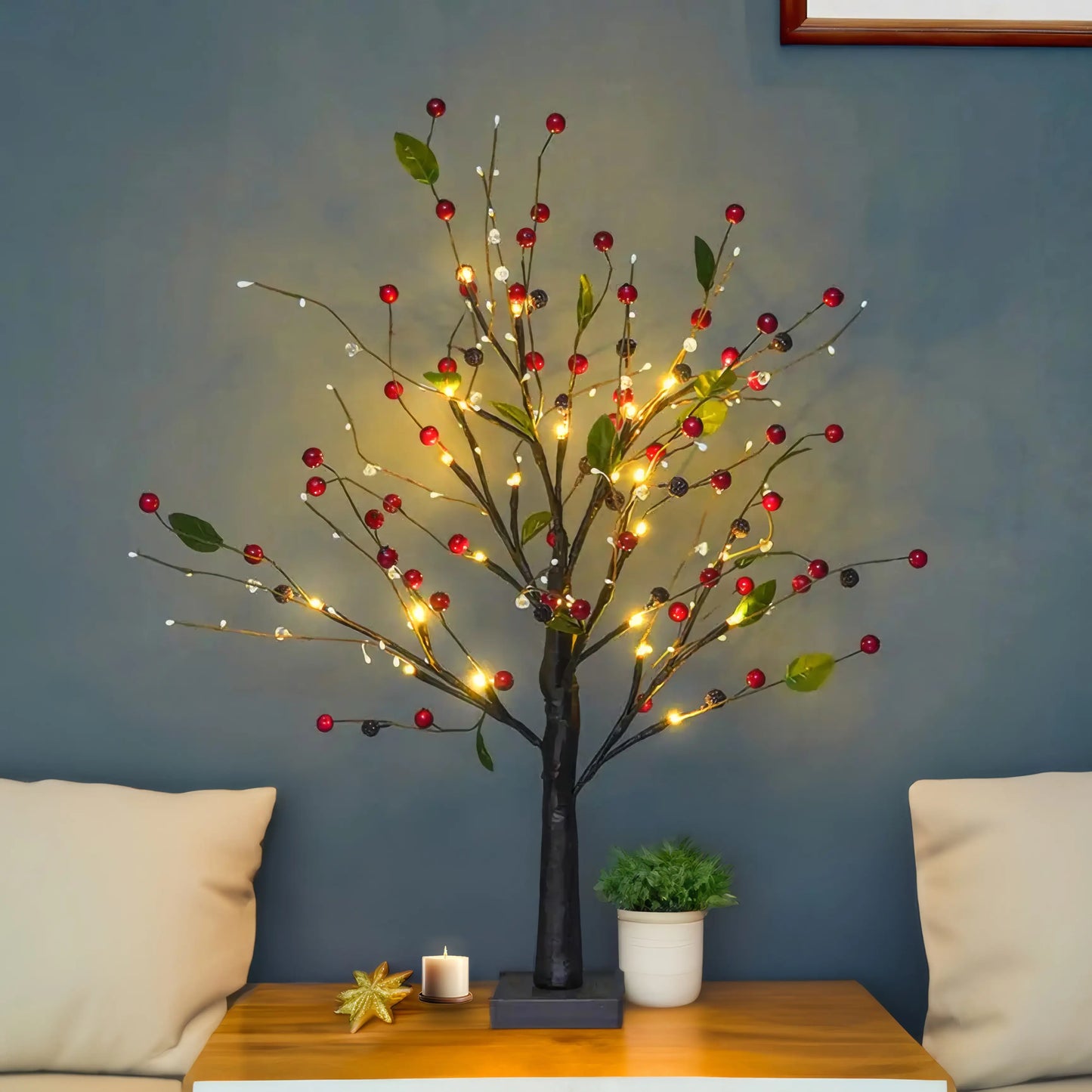 Twinkling Tree Red Berry Blossom by Casa Solaro™