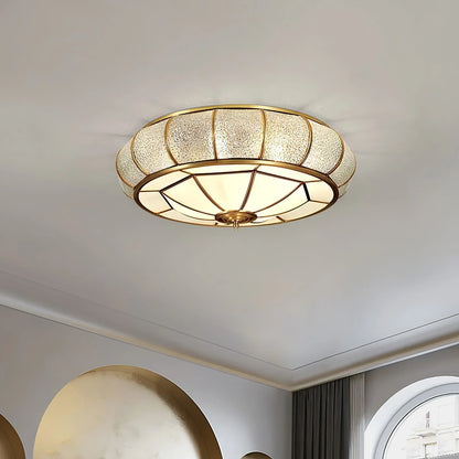 Delmira Round Ceiling Lamp in Structured Glass
