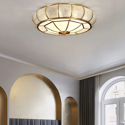 Delmira Round Ceiling Lamp in Structured Glass