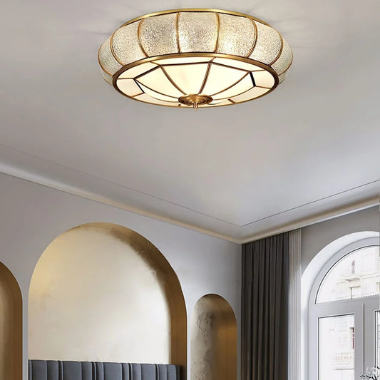Delmira Round Ceiling Lamp in Structured Glass