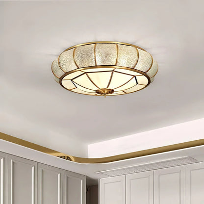 Delmira Round Ceiling Lamp in Structured Glass