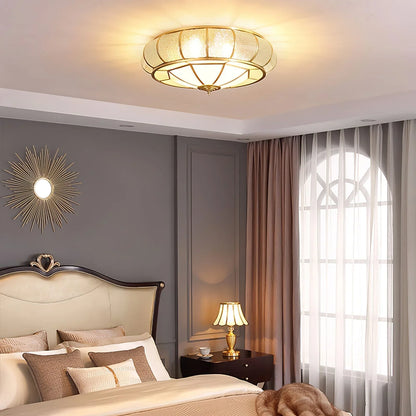 Delmira Round Ceiling Lamp in Structured Glass