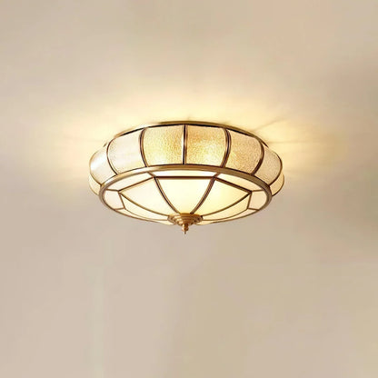 Delmira Round Ceiling Lamp in Structured Glass