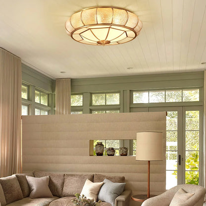 Delmira Round Ceiling Lamp in Structured Glass