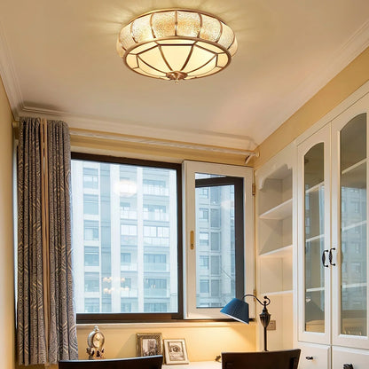 Delmira Round Ceiling Lamp in Structured Glass