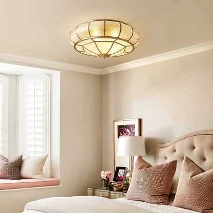 Delmira Round Ceiling Lamp in Structured Glass