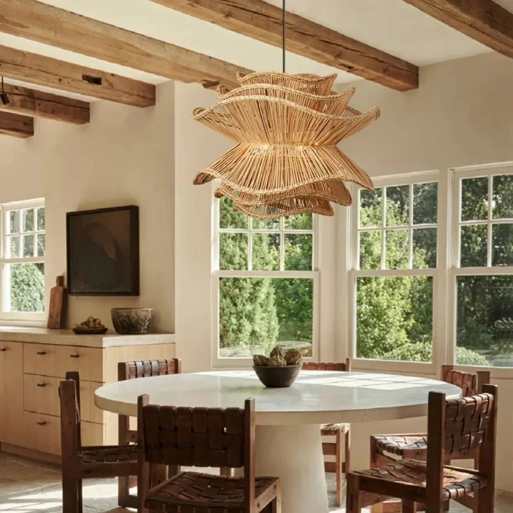 Ignara Creative Layered Rattan Pendant Lamp in Scandinavian Designer Style