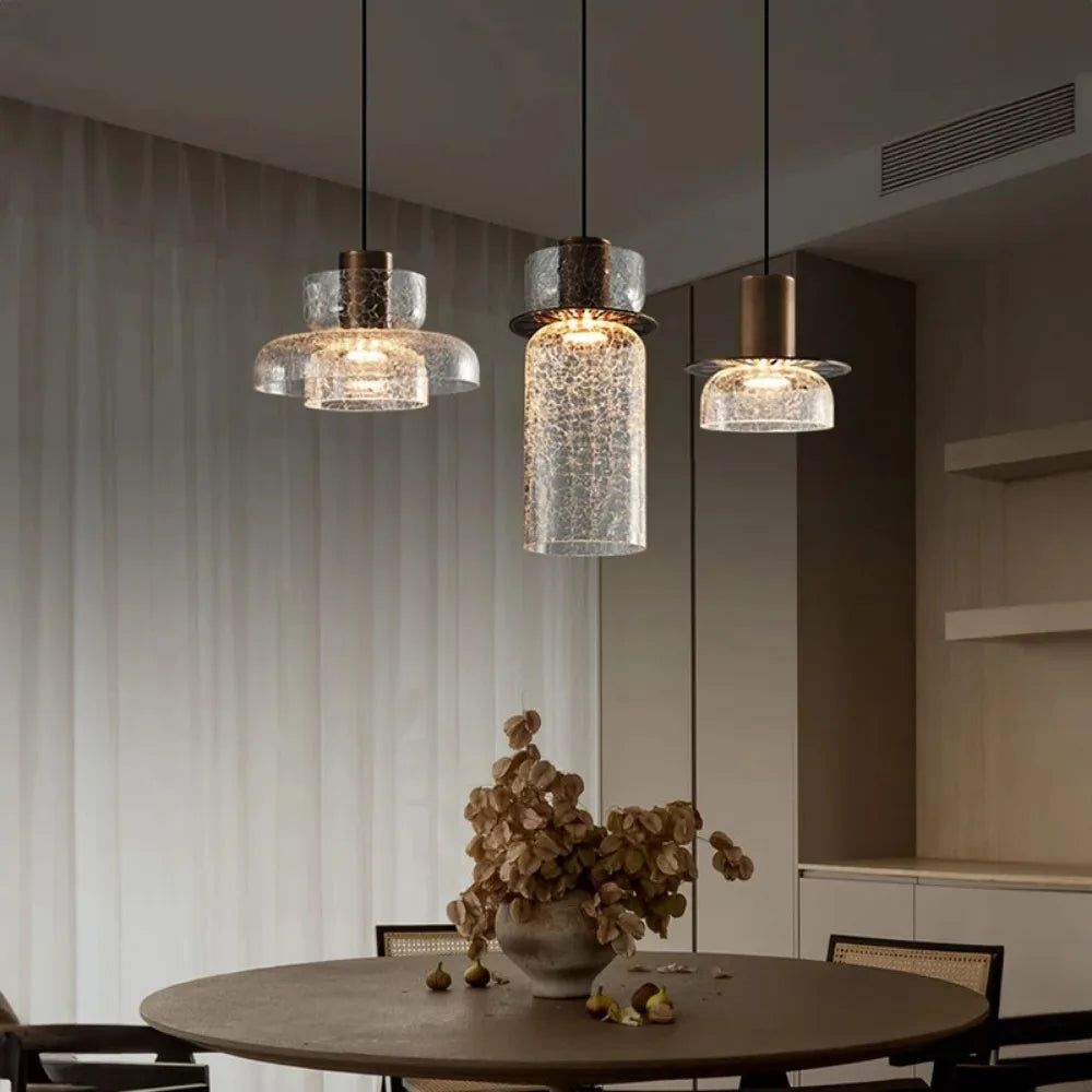 Candelora Modern Creative Glass Pendant Lamp with Cracked Effect