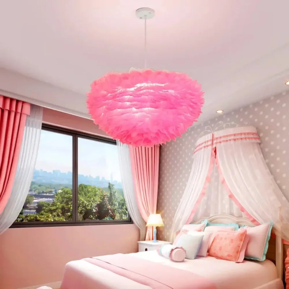 Virethia Scandinavian Feather Pendant Lamp with Modern LED