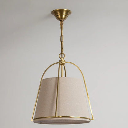Pallas Modern Fabric Pendant Lamp with Brass Frame