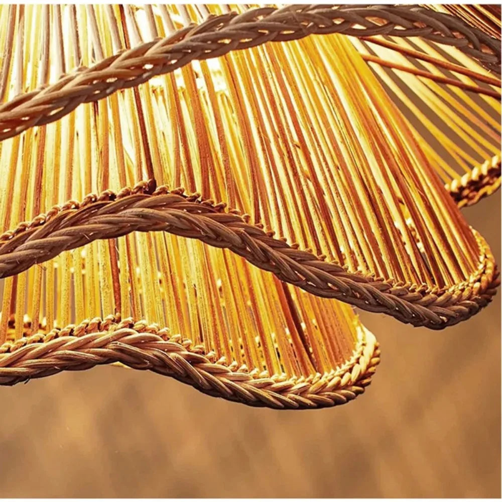 Ignara Creative Layered Rattan Pendant Lamp in Scandinavian Designer Style