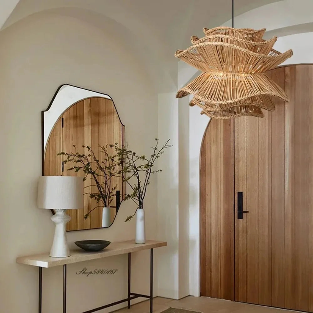 Ignara Creative Layered Rattan Pendant Lamp in Scandinavian Designer Style