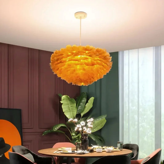 Virethia Scandinavian Feather Pendant Lamp with Modern LED