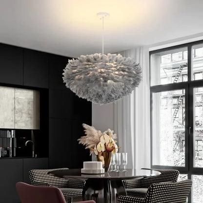 Virethia Scandinavian Feather Pendant Lamp with Modern LED