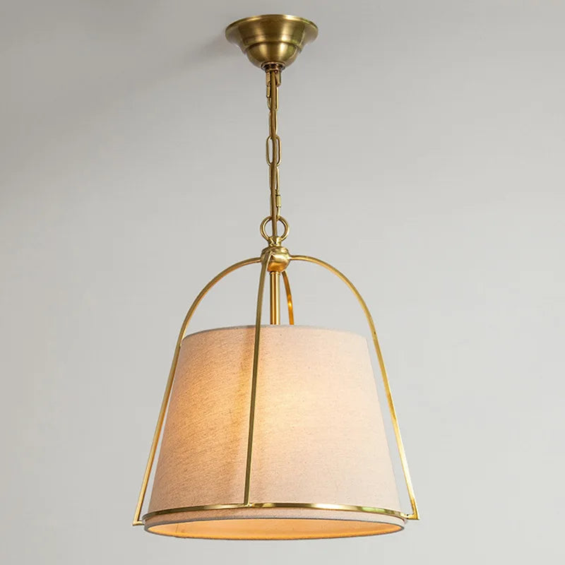 Pallas Modern Fabric Pendant Lamp with Brass Frame