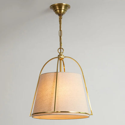 Pallas Modern Fabric Pendant Lamp with Brass Frame