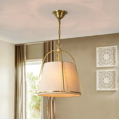 Pallas Modern Fabric Pendant Lamp with Brass Frame