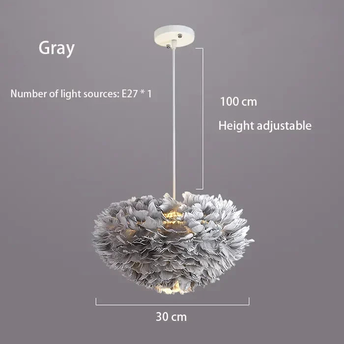 Virethia Scandinavian Feather Pendant Lamp with Modern LED