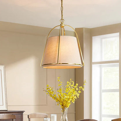 Pallas Modern Fabric Pendant Lamp with Brass Frame