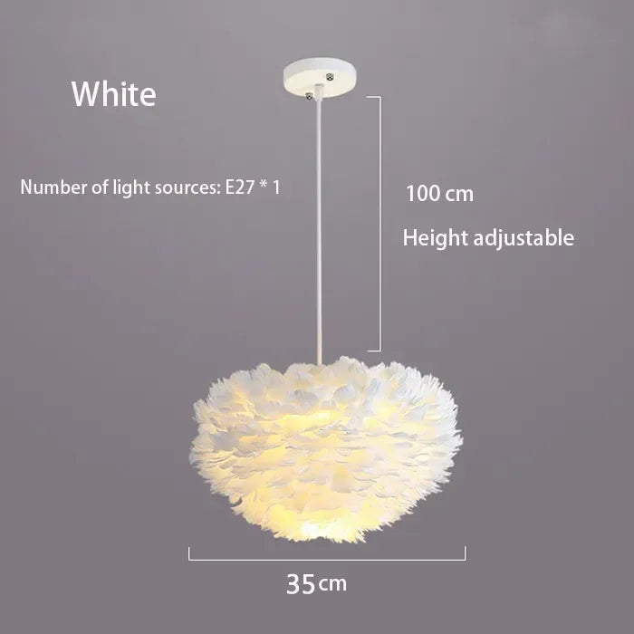 Virethia Scandinavian Feather Pendant Lamp with Modern LED