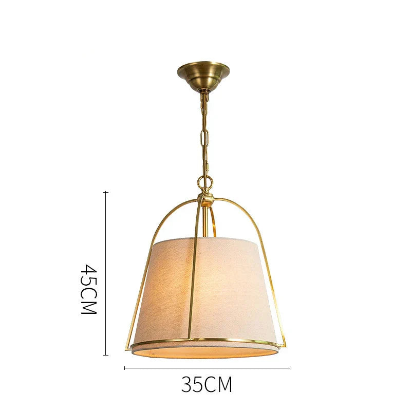 Pallas Modern Fabric Pendant Lamp with Brass Frame