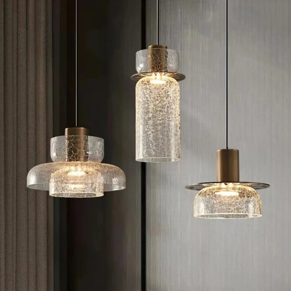 Candelora Modern Creative Glass Pendant Lamp with Cracked Effect