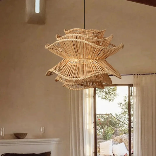 Ignara Creative Layered Rattan Pendant Lamp in Scandinavian Designer Style
