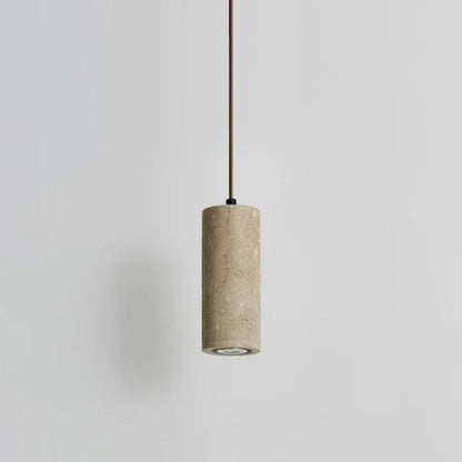 Thyraion Modern Cylindrical Travertine LED Pendant Lamp in Long Tube Shape
