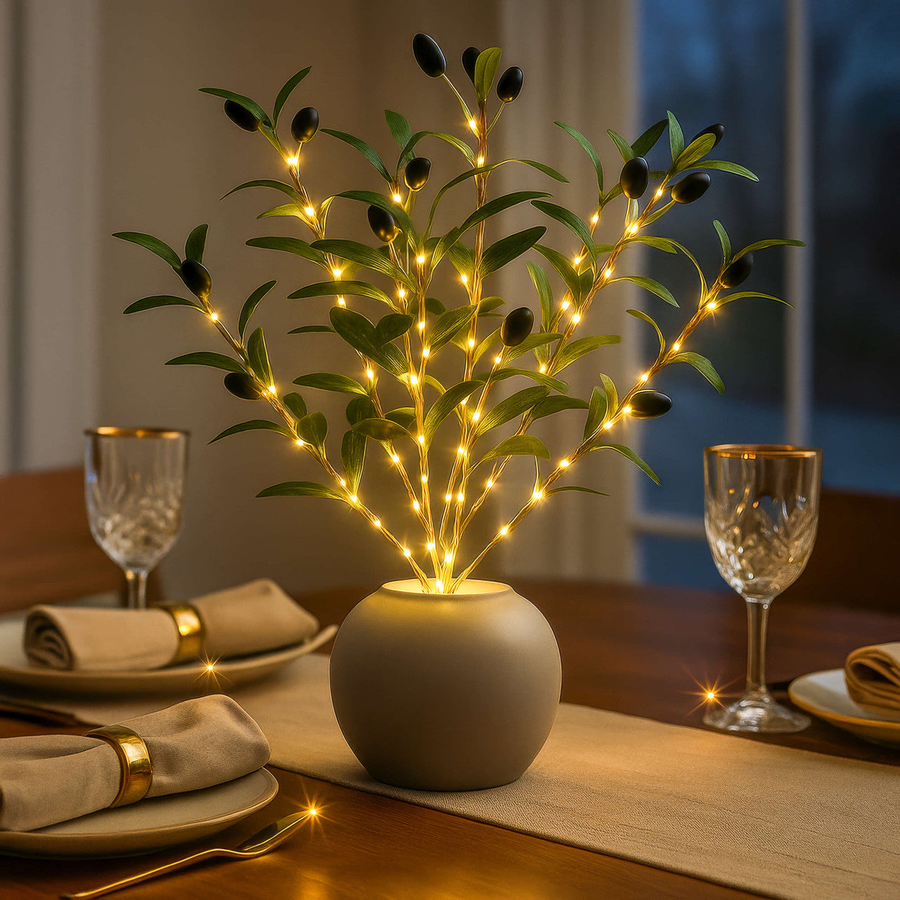 Twinkling Tree Olive Branch by Casa Solaro™