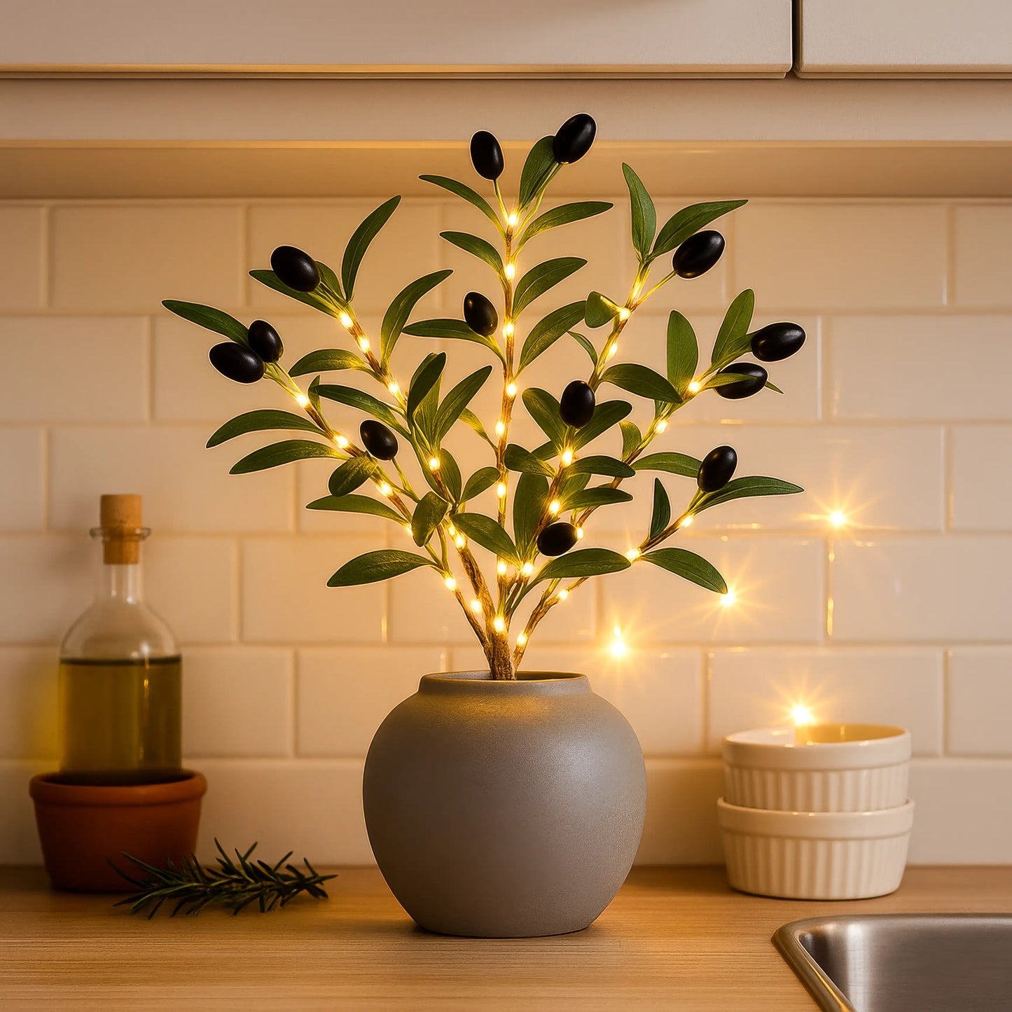 Twinkling Tree Olive Branch by Casa Solaro™