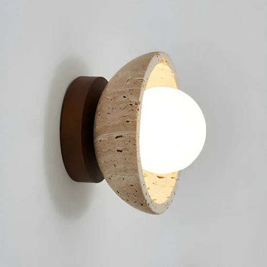 Orielle Boho Travertine Natural Stone LED Wall Lamp
