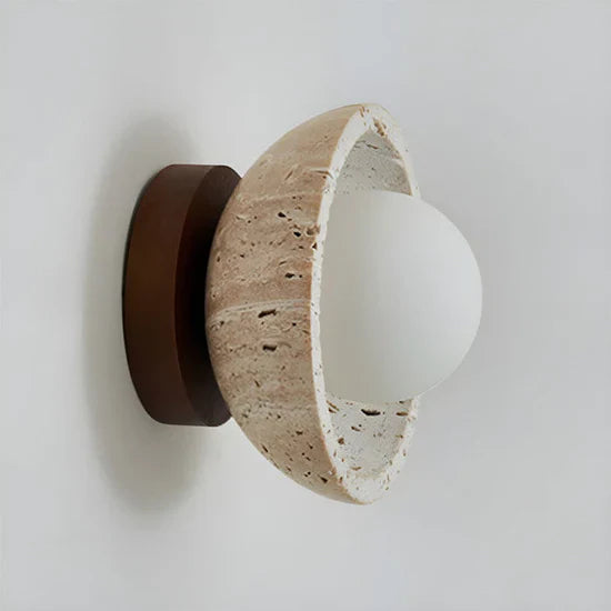 Orielle Boho Travertine Natural Stone LED Wall Lamp