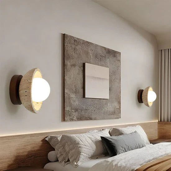 Orielle Boho Travertine Natural Stone LED Wall Lamp