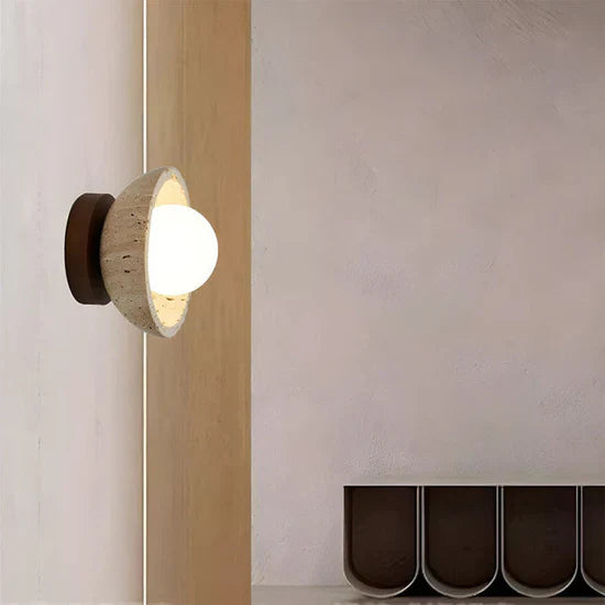 Orielle Boho Travertine Natural Stone LED Wall Lamp