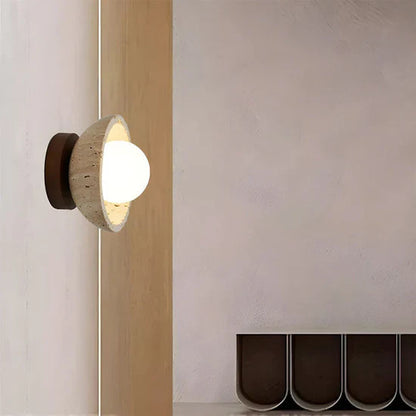 Orielle Boho Travertine Natural Stone LED Wall Lamp