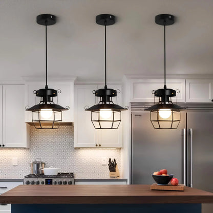 Athenaeum Industrial Metal Cage Pendant Lamp