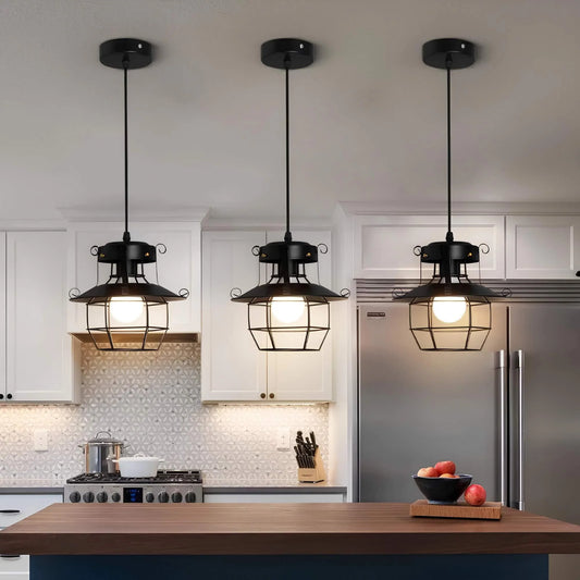 Athenaeum Industrial Metal Cage Pendant Lamp