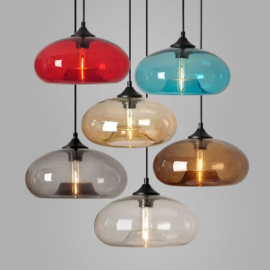 Tristara Vintage Pendant Lamp of Colored Glass