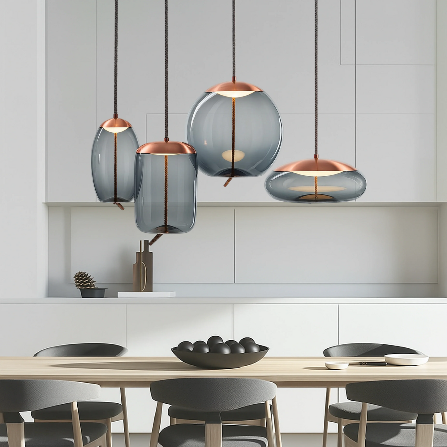 Isolara Rose Gold Pendant Lamp with Rope Accent