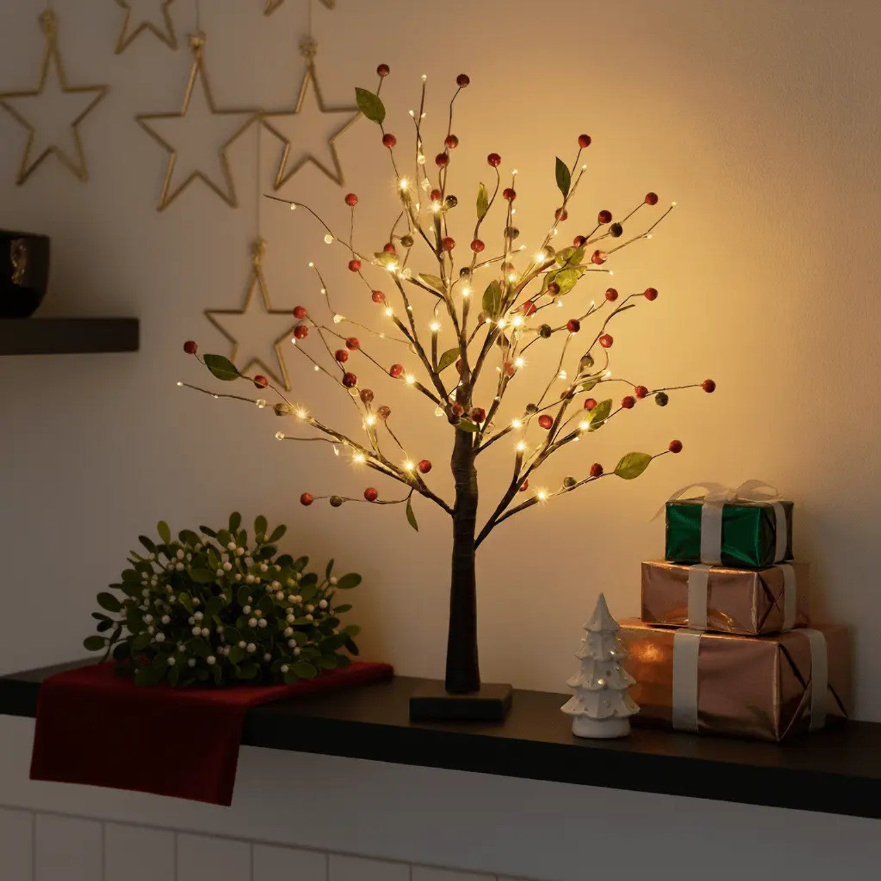 Twinkling Tree Red Berry Blossom by Casa Solaro™